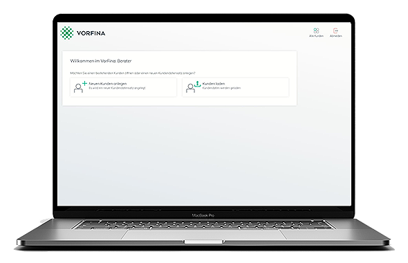Screenshot vom VorFina Portal mit Software-Lösungen für Vermittler