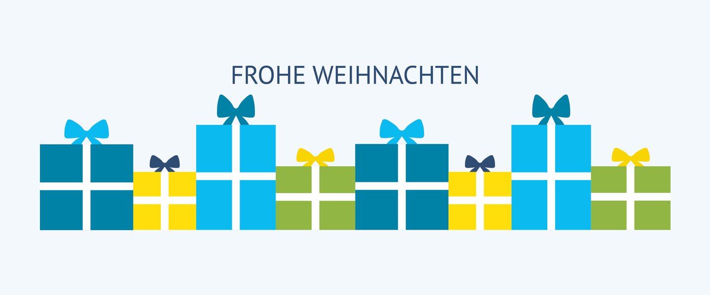 Weihnachtliche Grafik mit vielen bunten Geschenken