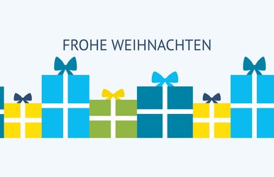 Weihnachtliche Grafik mit vielen bunten Geschenken