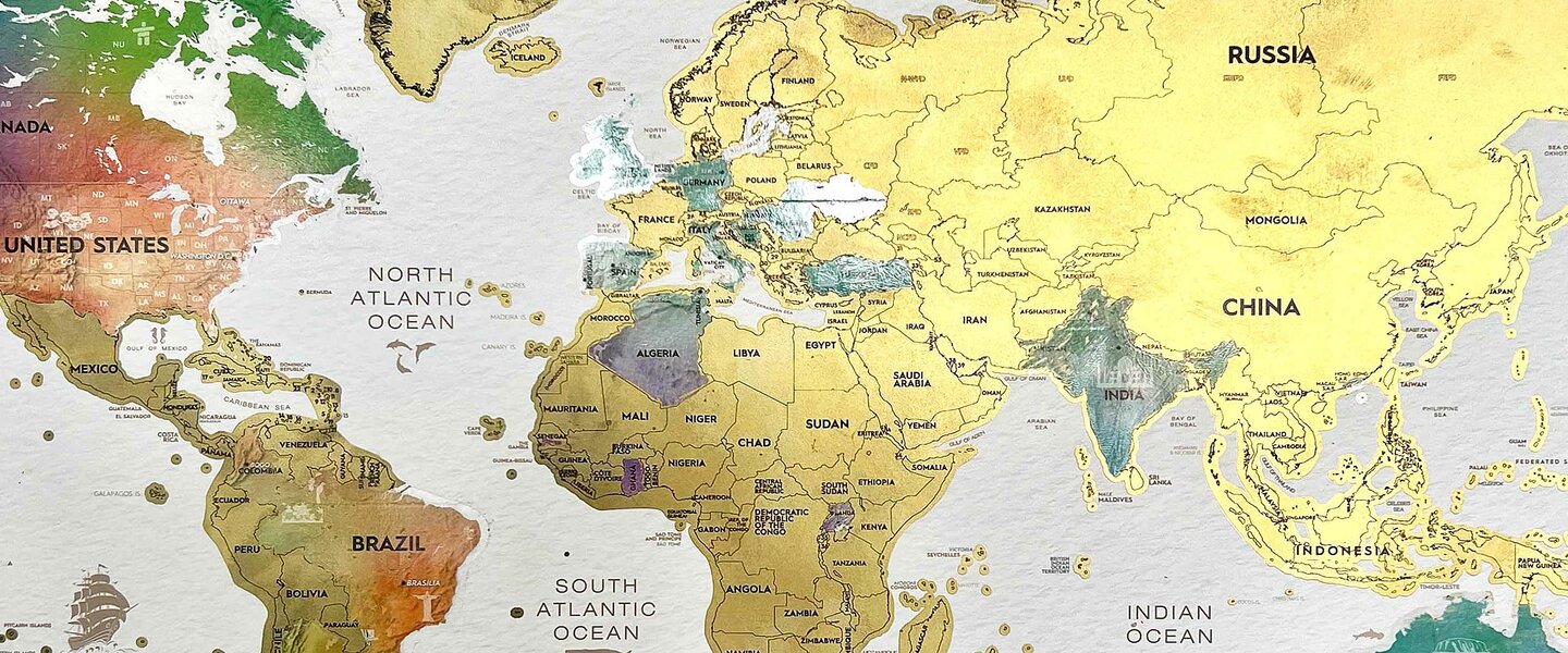 Eine Landkarte als Imagebild zum Thema global denken, europäisch versichern